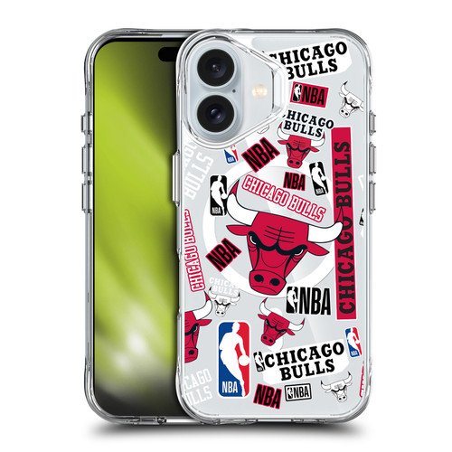 NBA Chicago Bulls Sticker Collage Print SHOCKPROOF BUMPER CASE COMPATIBLE WITH Apple iPhone 16 & MAGSAFE