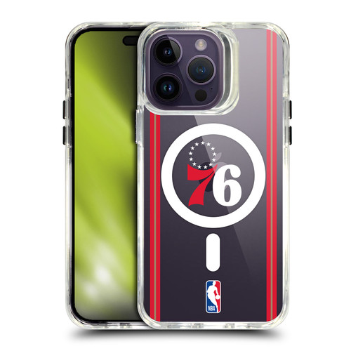 NBA Philadelphia 76ers Logo Retro Design Text SHOCKPROOF BUMPER CASE COMPATIBLE WITH Apple iPhone 14 Pro Max & MAGSAFE