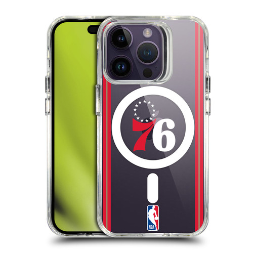 NBA Philadelphia 76ers Logo Retro Design Text SHOCKPROOF BUMPER CASE COMPATIBLE WITH Apple iPhone 14 Pro & MAGSAFE