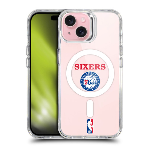 NBA Philadelphia 76ers Logo Black Design Text SHOCKPROOF BUMPER CASE COMPATIBLE WITH Apple iPhone 15 & MAGSAFE