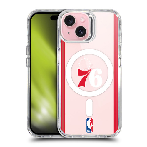 NBA Philadelphia 76ers Logo Retro Design Text SHOCKPROOF BUMPER CASE COMPATIBLE WITH Apple iPhone 15 & MAGSAFE