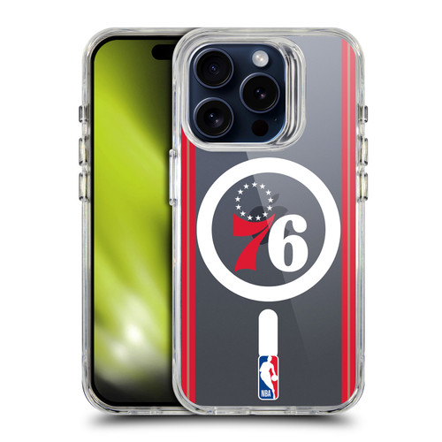 NBA Philadelphia 76ers Logo Retro Design Text SHOCKPROOF BUMPER CASE COMPATIBLE WITH Apple iPhone 15 Pro & MAGSAFE