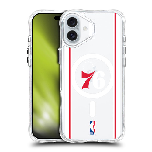 NBA Philadelphia 76ers Logo Blue Design Text SHOCKPROOF BUMPER CASE COMPATIBLE WITH Apple iPhone 16 Plus & MAGSAFE