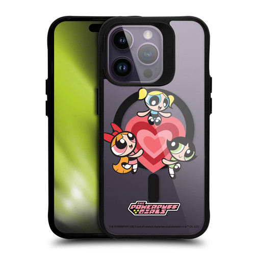 The Powerpuff Girls Character Icons Ending Hearts BLACK SHOCKPROOF BUMPER CASE COMPATIBLE WITH Apple iPhone 14 Pro & MAGSAFE