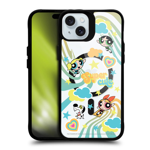 The Powerpuff Girls Character Icons Cute BLACK SHOCKPROOF BUMPER CASE COMPATIBLE WITH Apple iPhone 15 Plus & MAGSAFE