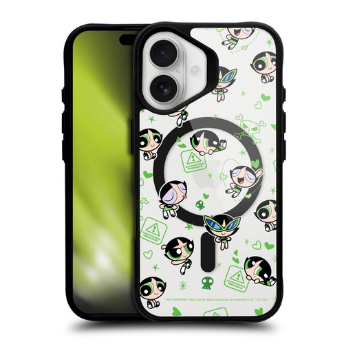 The Powerpuff Girls Character Icons Buttercup Pattern BLACK SHOCKPROOF BUMPER CASE COMPATIBLE WITH Apple iPhone 16 & MAGSAFE