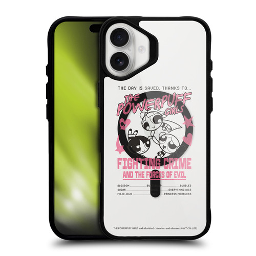The Powerpuff Girls Character Icons Heroes BLACK SHOCKPROOF BUMPER CASE COMPATIBLE WITH Apple iPhone 16 Plus & MAGSAFE