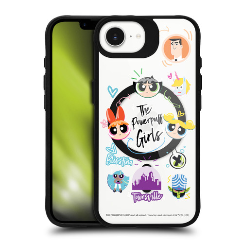 The Powerpuff Girls Character Icons Icons BLACK SHOCKPROOF BUMPER CASE COMPATIBLE WITH Apple iPhone 16e / Apple iPhone 17e & MAGSAFE