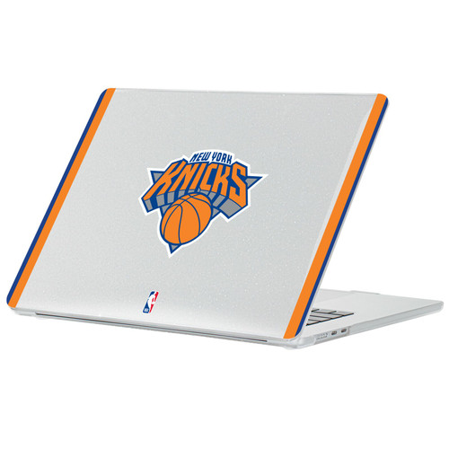 NBA New York Knicks Logo White Design Text Clear Glitter Hard Crystal Armour Laptop Case for Apple MacBook Air 13.6" A2681/A3113/A3240/A3449 2022/2024/2025/2026