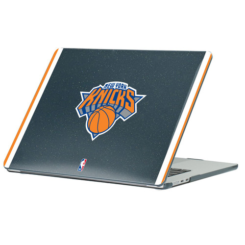 NBA New York Knicks Logo Blue Design Text Black Glitter Hard Crystal Armour Laptop Case for Apple MacBook Air 13.6" A2681/A3113/A3240/A3449 2022/2024/2025/2026