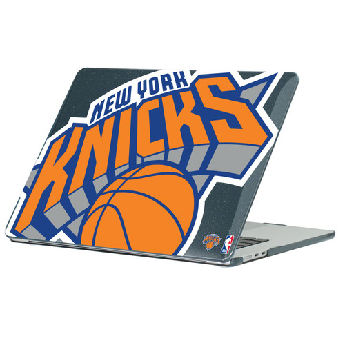NBA New York Knicks Logo Oversized Text Black Glitter Hard Crystal Armour Laptop Case for Apple MacBook Air 13.6" A2681/A3113/A3240/A3449 2022/2024/2025/2026
