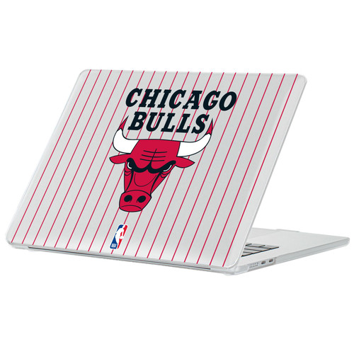 NBA Chicago Bulls Logo Black Pinstripe Text Clear Hard Crystal Armour Laptop Case for Apple MacBook Air 13.6" A2681/A3113/A3240 2022/2024/2025