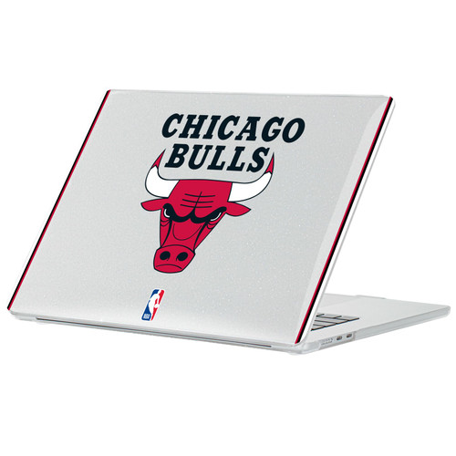 NBA Chicago Bulls Logo White Design Text Clear Glitter Hard Crystal Armour Laptop Case for Apple MacBook Air 13.6" A2681/A3113/A3240/A3449 2022/2024/2025/2026
