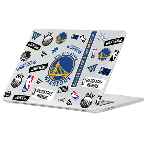 NBA Golden State Warriors Sticker Collage Print Clear Glitter Hard Crystal Armour Laptop Case for Apple MacBook Air 13.6" A2681/A3113/A3240 2022/2024/2025