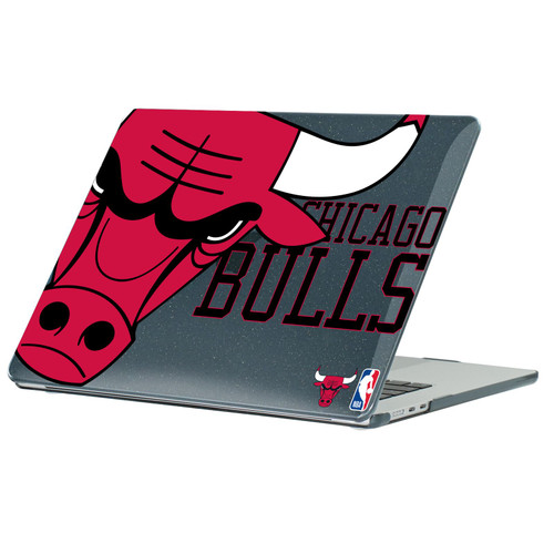 NBA Chicago Bulls Logo Oversized Text Black Glitter Hard Crystal Armour Laptop Case for Apple MacBook Air 13.6" A2681/A3113/A3240 2022/2024/2025