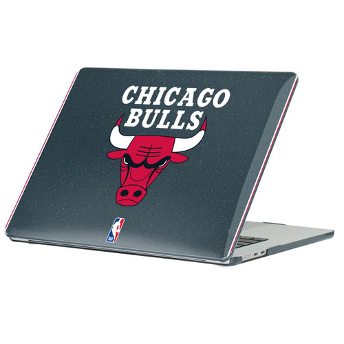 NBA Chicago Bulls Logo Red Design Text Black Glitter Hard Crystal Armour Laptop Case for Apple MacBook Air 13.6" A2681/A3113/A3240 2022/2024/2025