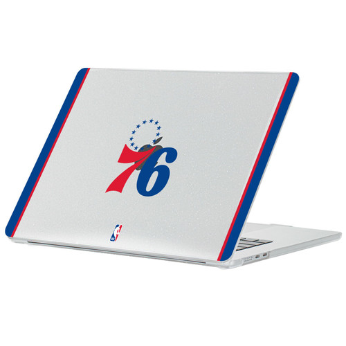 NBA Philadelphia 76ers Logo White Design Text Clear Glitter Hard Crystal Armour Laptop Case for Apple MacBook Air 13.6" A2681/A3113/A3240/A3449 2022/2024/2025/2026