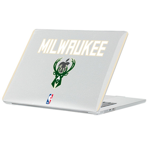 NBA Milwaukee Bucks Logo Green Design Text Clear Glitter Hard Crystal Armour Laptop Case for Apple MacBook Air 13.6" A2681/A3113/A3240/A3449 2022/2024/2025/2026