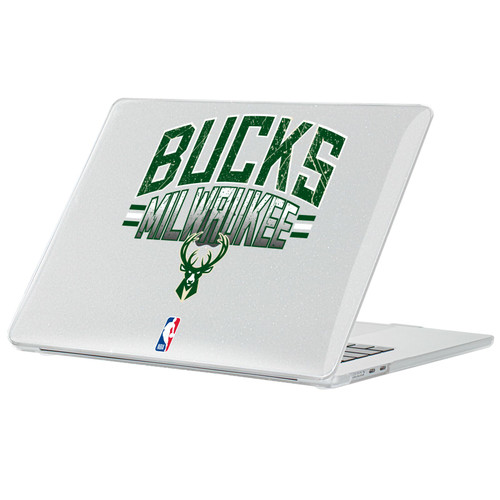 NBA Milwaukee Bucks Logo Green Text Clear Glitter Hard Crystal Armour Laptop Case for Apple MacBook Air 13.6" A2681/A3113/A3240/A3449 2022/2024/2025/2026