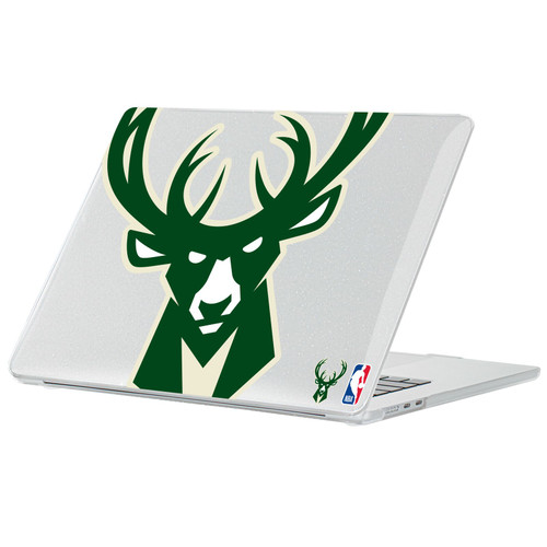 NBA Milwaukee Bucks Logo Oversized Text Clear Glitter Hard Crystal Armour Laptop Case for Apple MacBook Air 13.6" A2681/A3113/A3240 2022/2024/2025