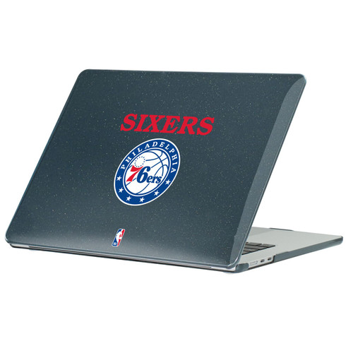 NBA Philadelphia 76ers Logo Black Design Text Black Glitter Hard Crystal Armour Laptop Case for Apple MacBook Air 13.6" A2681/A3113/A3240/A3449 2022/2024/2025/2026