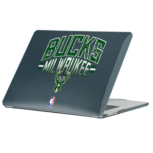 NBA Milwaukee Bucks Logo Green Text Black Glitter Hard Crystal Armour Laptop Case for Apple MacBook Air 13.6" A2681/A3113/A3240 2022/2024/2025