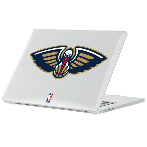 NBA New Orleans Pelicans Logo Navy Blue Pelican Clear Glitter Hard Crystal Armour Laptop Case for Apple MacBook Air 13.6" A2681/A3113/A3240 2022/2024/2025
