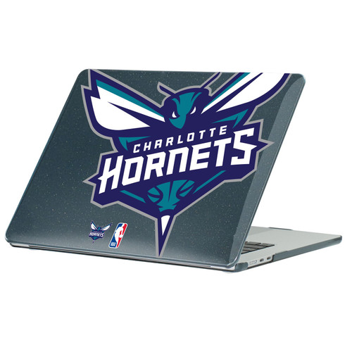 NBA Charlotte Hornets Logo Oversized Text Black Glitter Hard Crystal Armour Laptop Case for Apple MacBook Air 13.6" A2681/A3113/A3240 2022/2024/2025