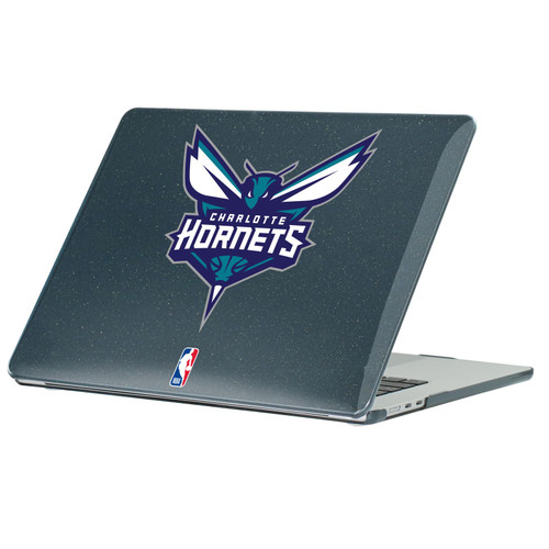 NBA Charlotte Hornets Logo Teal Text Black Glitter Hard Crystal Armour Laptop Case for Apple MacBook Air 13.6" A2681/A3113/A3240 2022/2024/2025