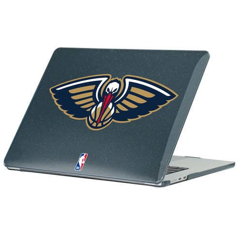 NBA New Orleans Pelicans Logo Navy Blue Pelican Black Glitter Hard Crystal Armour Laptop Case for Apple MacBook Air 13.6" A2681/A3113/A3240/A3449 2022/2024/2025/2026