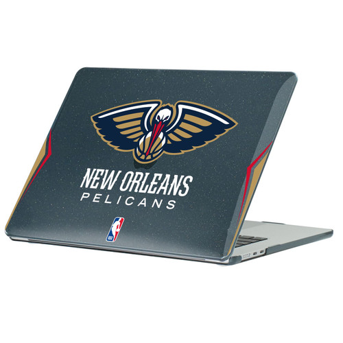 NBA New Orleans Pelicans Logo Navy Blue Design Text Black Glitter Hard Crystal Armour Laptop Case for Apple MacBook Air 13.6" A2681/A3113/A3240 2022/2024/2025