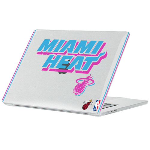 NBA Miami Heat Logo Black Vice Design Text Clear Glitter Hard Crystal Armour Laptop Case for Apple MacBook Air 13.6" A2681/A3113/A3240 2022/2024/2025