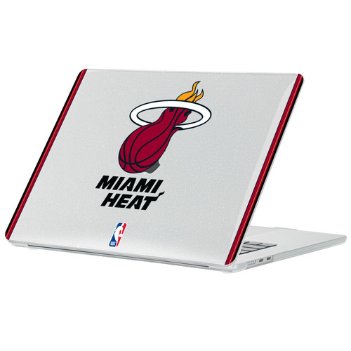 NBA Miami Heat Logo White Design Text Clear Glitter Hard Crystal Armour Laptop Case for Apple MacBook Air 13.6" A2681/A3113/A3240 2022/2024/2025