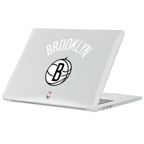 NBA Brooklyn Nets Logo Black Design Text Clear Glitter Hard Crystal Armour Laptop Case for Apple MacBook Air 13.6" A2681/A3113/A3240 2022/2024/2025