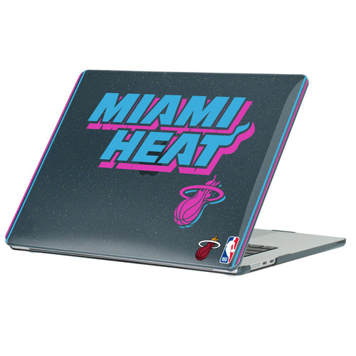 NBA Miami Heat Logo Black Vice Design Text Black Glitter Hard Crystal Armour Laptop Case for Apple MacBook Air 13.6" A2681/A3113/A3240 2022/2024/2025