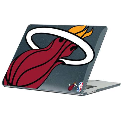 NBA Miami Heat Logo Oversized Text Black Glitter Hard Crystal Armour Laptop Case for Apple MacBook Air 13.6" A2681/A3113/A3240 2022/2024/2025