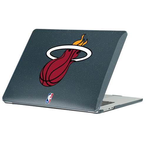 NBA Miami Heat Logo Red Ball Black Glitter Hard Crystal Armour Laptop Case for Apple MacBook Air 13.6" A2681/A3113/A3240/A3449 2022/2024/2025/2026
