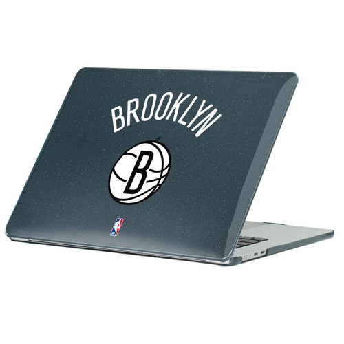 NBA Brooklyn Nets Logo Black Design Text Black Glitter Hard Crystal Armour Laptop Case for Apple MacBook Air 13.6" A2681/A3113/A3240 2022/2024/2025