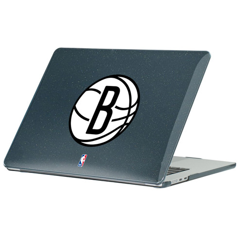 NBA Brooklyn Nets Logo Primary Black Glitter Hard Crystal Armour Laptop Case for Apple MacBook Air 13.6" A2681/A3113/A3240/A3449 2022/2024/2025/2026