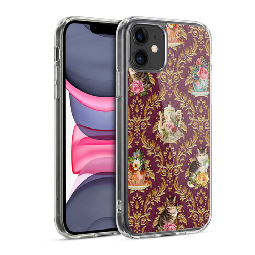 Brigid Ashwood Cats Tea Time Cats Damask Soft Gel Case for Apple iPhone 11