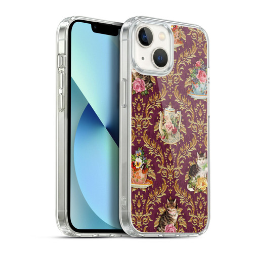 Brigid Ashwood Cats Tea Time Cats Damask Soft Gel Case for Apple iPhone 13
