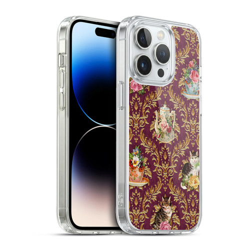 Brigid Ashwood Cats Tea Time Cats Damask Soft Gel Case for Apple iPhone 13 Pro & MagSafe