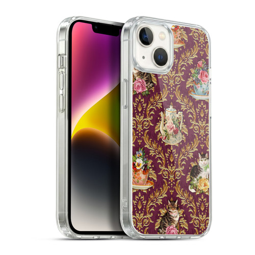 Brigid Ashwood Cats Tea Time Cats Damask Soft Gel Case for Apple iPhone 14 Plus & MagSafe