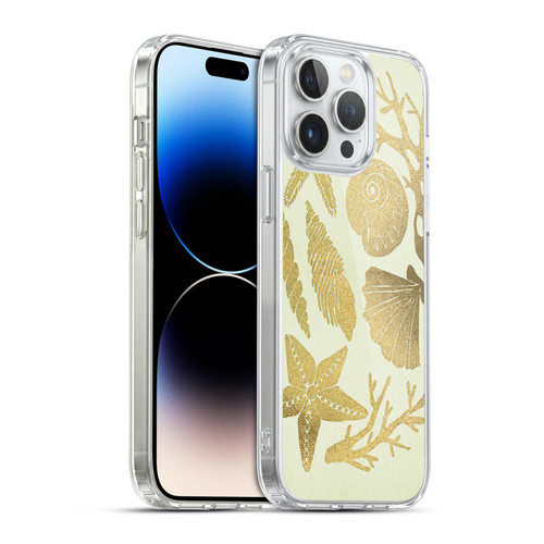 Cat Coquillette Sea Seashells Gold Soft Gel Case for Apple iPhone 14 Pro Max & MagSafe