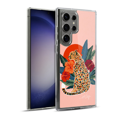 Cat Coquillette Tropical Wildlife Cheetah And Hibiscus Soft Gel Case for Samsung Galaxy S23 Ultra 5G & MagSafe