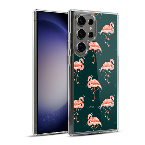 Cat Coquillette Tropical Wildlife Flamingo Sparkles Soft Gel Case for Samsung Galaxy S23 Ultra 5G & MagSafe