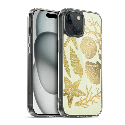 Cat Coquillette Sea Seashells Gold Soft Gel Case for Apple iPhone 15 & MagSafe