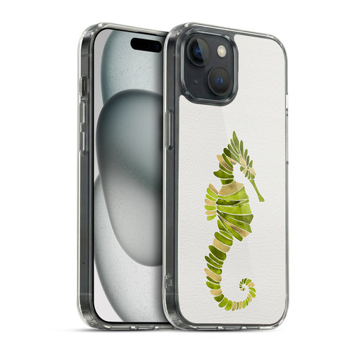 Cat Coquillette Sea Seahorse Green Soft Gel Case for Apple iPhone 15 & MagSafe