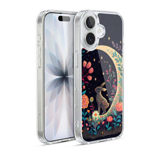 JK Stewart Key Art Rabbit On Crescent Moon Soft Gel Case for Apple iPhone 17