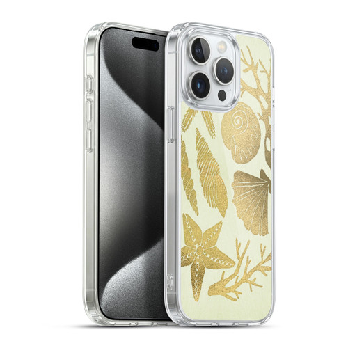 Cat Coquillette Sea Seashells Gold Soft Gel Case for Apple iPhone 15 Pro Max & MagSafe